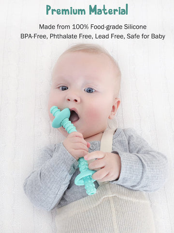 Teething Tube With Safety Shield - Baby Hollow Teether Sensory Toys & Gum Massager For Infants 3-12 Months Boys Girls, Bpa-Free