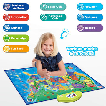 BEST LEARNING i-Poster My USA Map - Interactive Educational Toy for Kids 5-12 Years, Multicolor, Model 4227