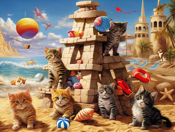 100 Pieces Jigsaw Puzzles For Adults - Cat Puzzles For Kids Ages 6-8 8-10 10-12 - Sandcastle Cats