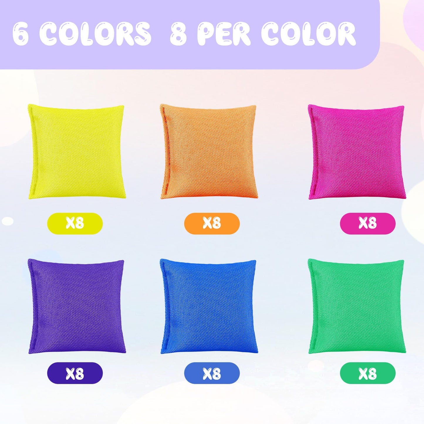 Jenaai 48 Pcs Nylon Bean Bags Colorful Bean Bag  2.6  x 2.6  Bean Bags(Bright Color  Classic)