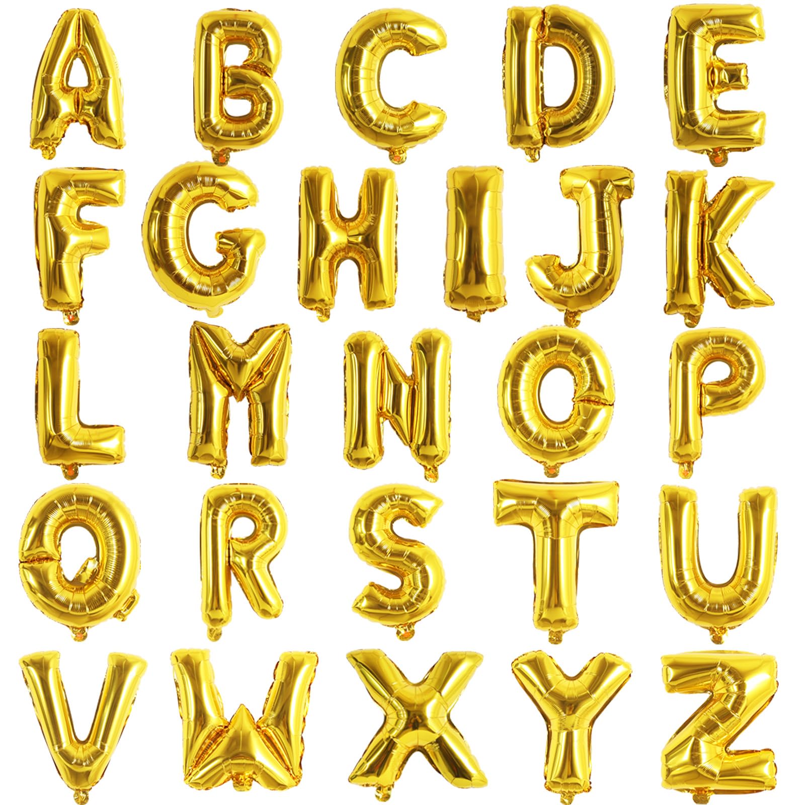 TONIFUL 52 Pcs Letter Balloons 16 Inch Gold Letter A-Z Balloons Custom Phrase Mylar Foil Alphabet DIY Personalized Phrase Banner