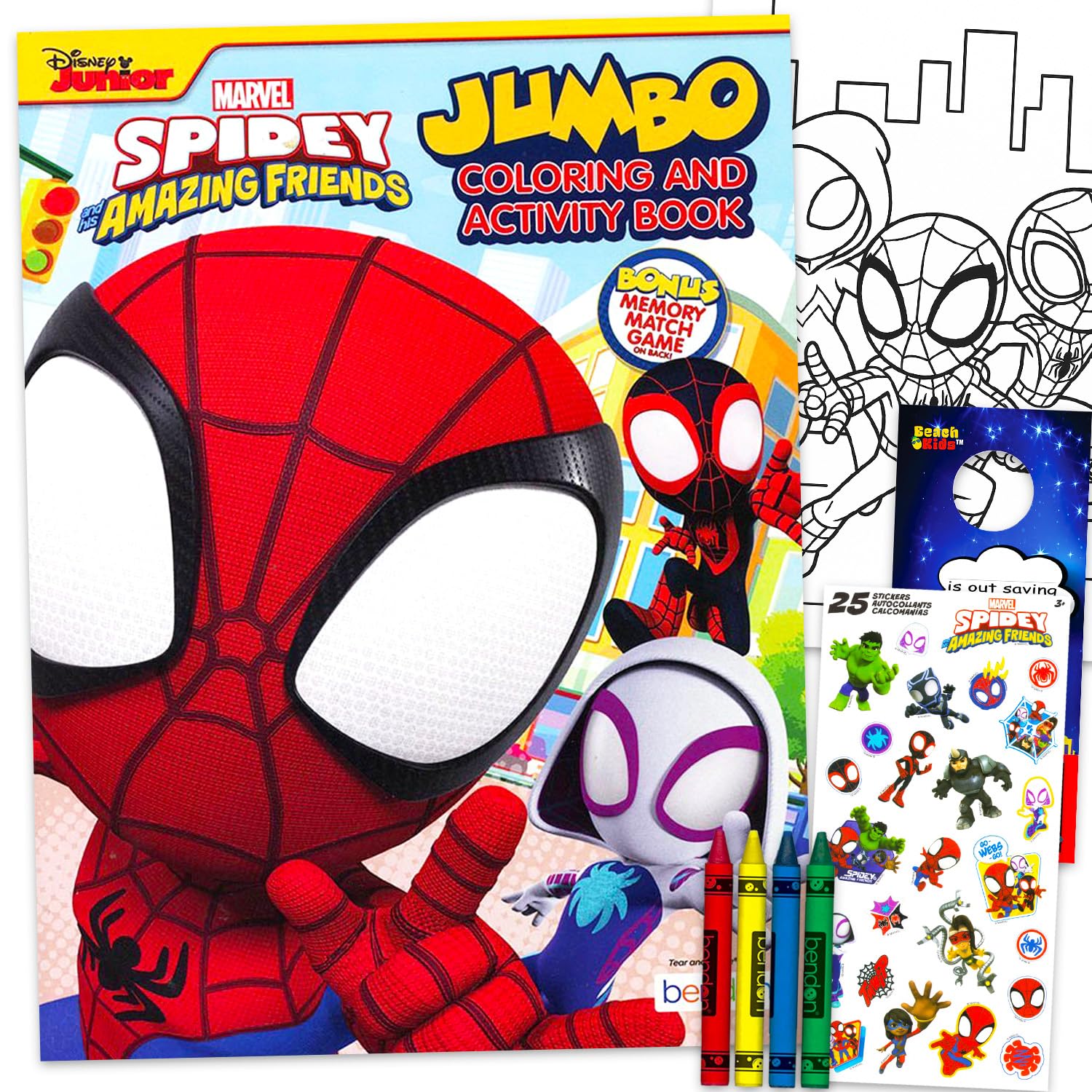 Marvel Spidey and Friends Coloring Book Set for Kids, Boys Ages 4-8 - Bundle with Spiderman Coloring Pages, Activities, Games Pl