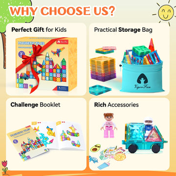 Magnetic Tiles Set, Magnet Tiles Building Blocks With Car Toy Figurines And Stickers, Construction Educational Stem Sensory Toys