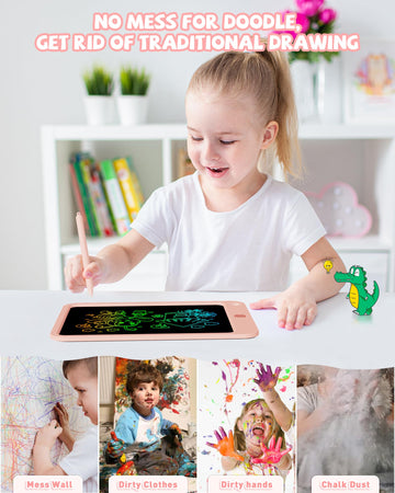Kokodi Lcd Writing Tablet For Kids, 10 Inch Colorful Drawing Tablet, Educational Learning Kids Toys For Age 3-12 Years Old, Toddler Doodle Board, School Supplies For Girls, Birthday Gifts 5-7
