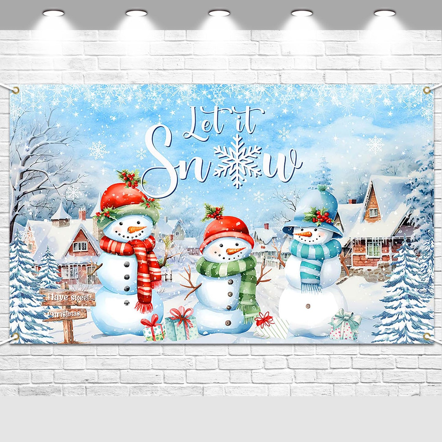 Avezano Merry Christmas Banner Dcorations Winter Snowman Backdrop Let It Snow Christmas Holiday Backdrop Christmas Party Decor f