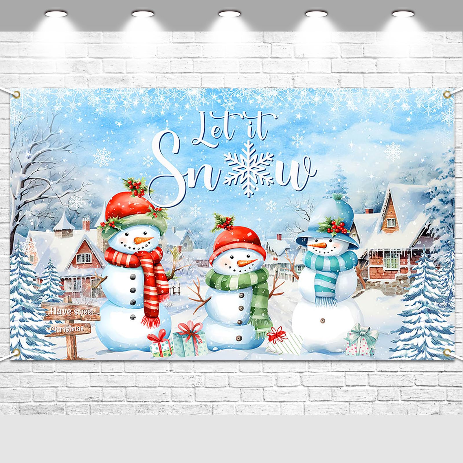 Avezano Merry Christmas Banner Dcorations Winter Snowman Backdrop Let It Snow Christmas Holiday Backdrop Christmas Party Decor f