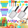 Beach Sand Toys For Kids,Sand Toys With 2 Collapsible Beach Bucket,2 Beach Sifter Shovel,Sand Shovel Set,Sand Castle Kit,Sea Ani
