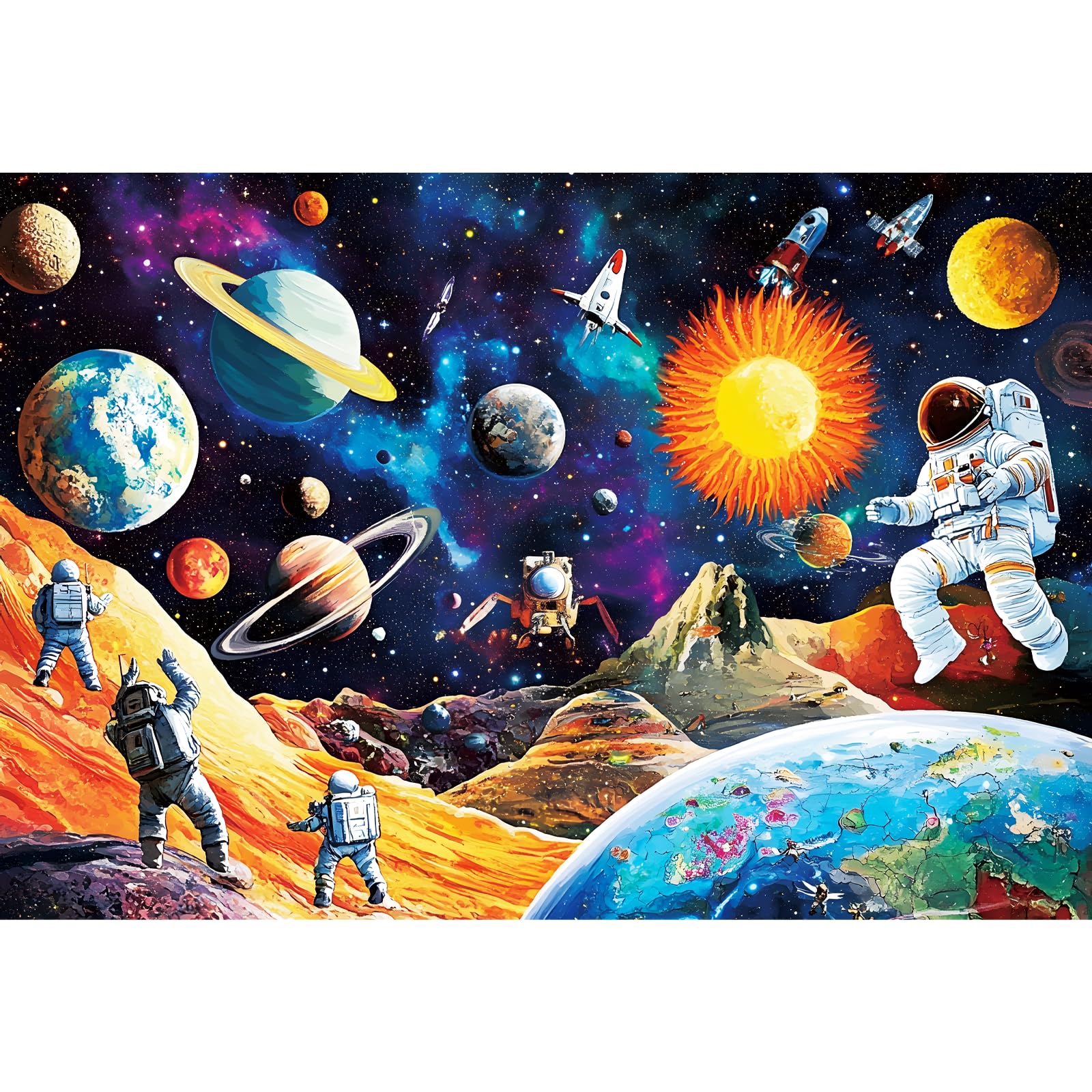 100 Piece Astronaut Puzzles for Kids Ages 6-8 8-10 - Space t Jigsaw Puzzles - 100 Piece Senior Jigsaw Puzzle for Toddlers Kids Puzzles Ages 3-5 Toys Birthday Gifts for Boys Girls -15 x 19