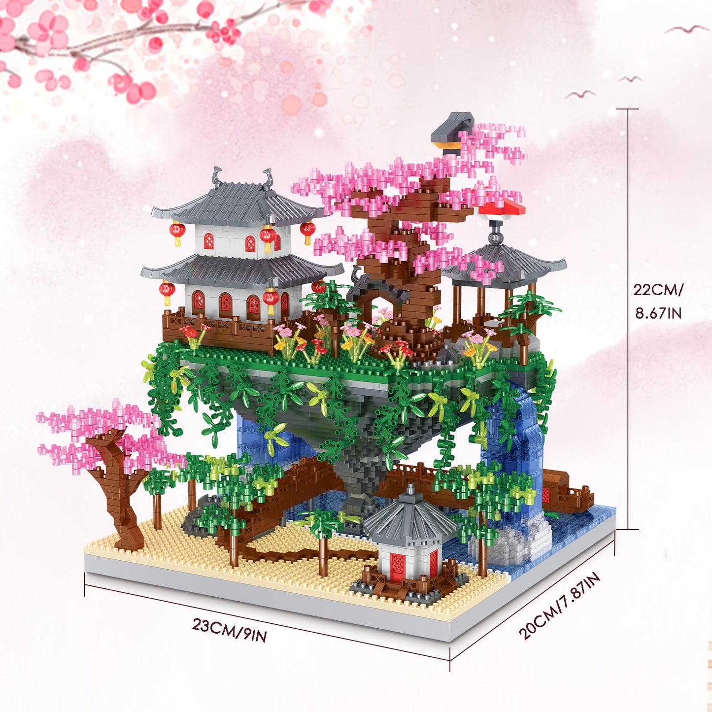 Kitoyz Cherry Blossom Bonsai Tree Building Set, Chinese Architecture Of Peach Blossom Micro Mini Building Blocks Set, Japanese Sakura Tree House Building Kit, For Kids Adults (3220 Pcs)