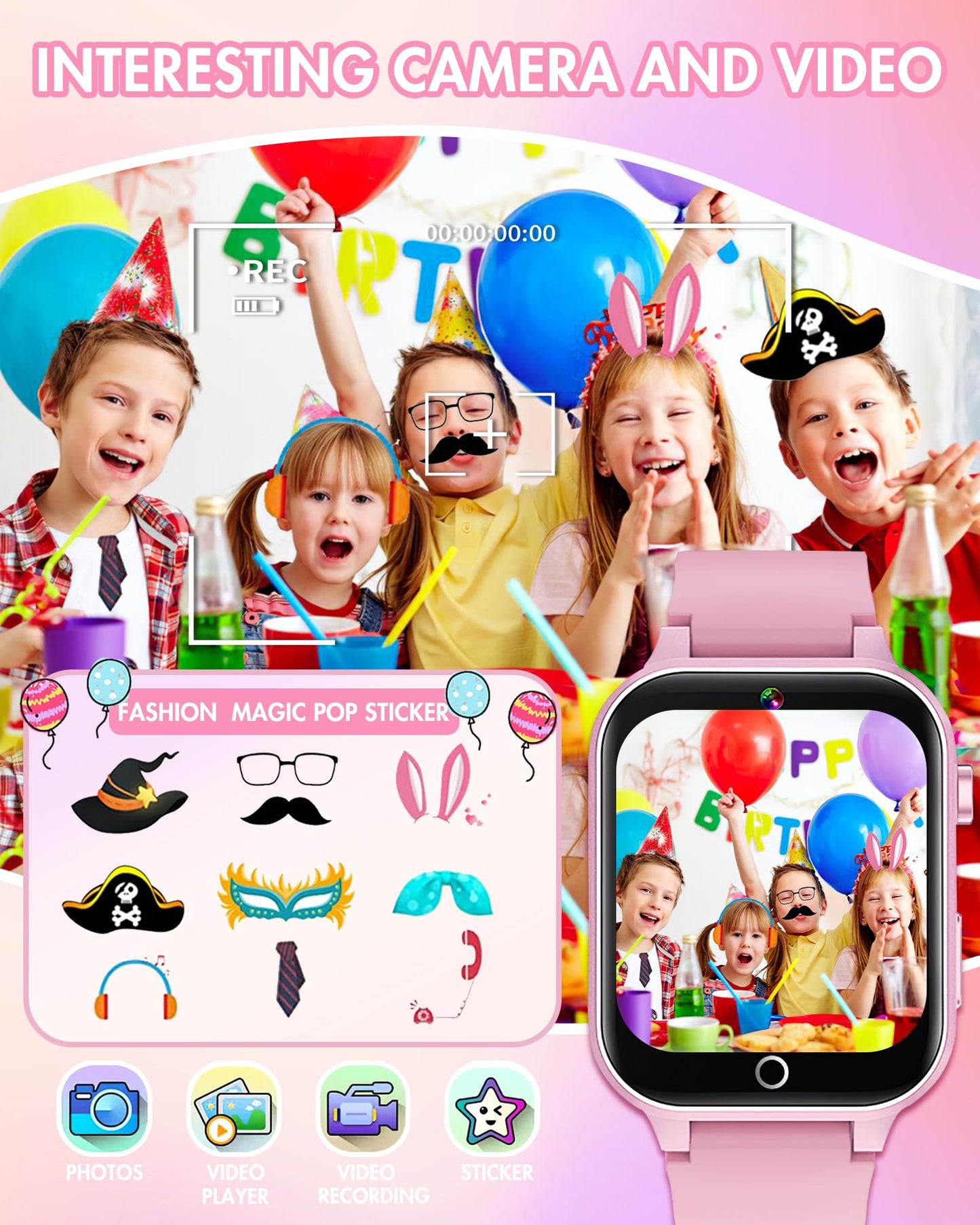 Smart Watch For Kids With Video Camera Music Player Educational Birthday Gifts Toys For 6 7 8 9 10 11 12 Year Old Girls