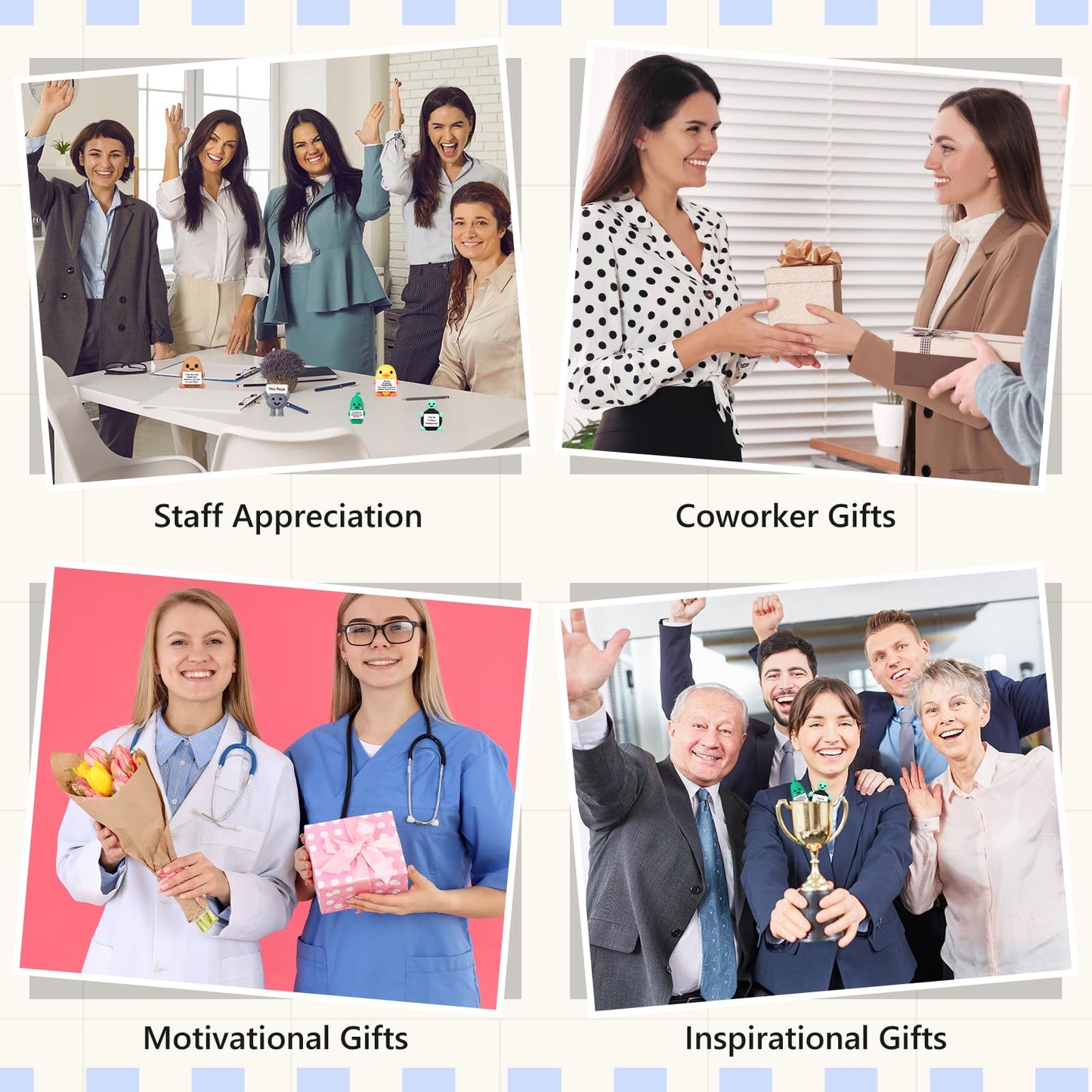 Gejoy 48 Sets Funny Positive Dolls Emotional Toy with Positive Card Encouraging Rubber Duck Pickle Potato Stone Turtle Flamingo Inspirational Birthday Gifts for Coworkers Students Friends Room Decor