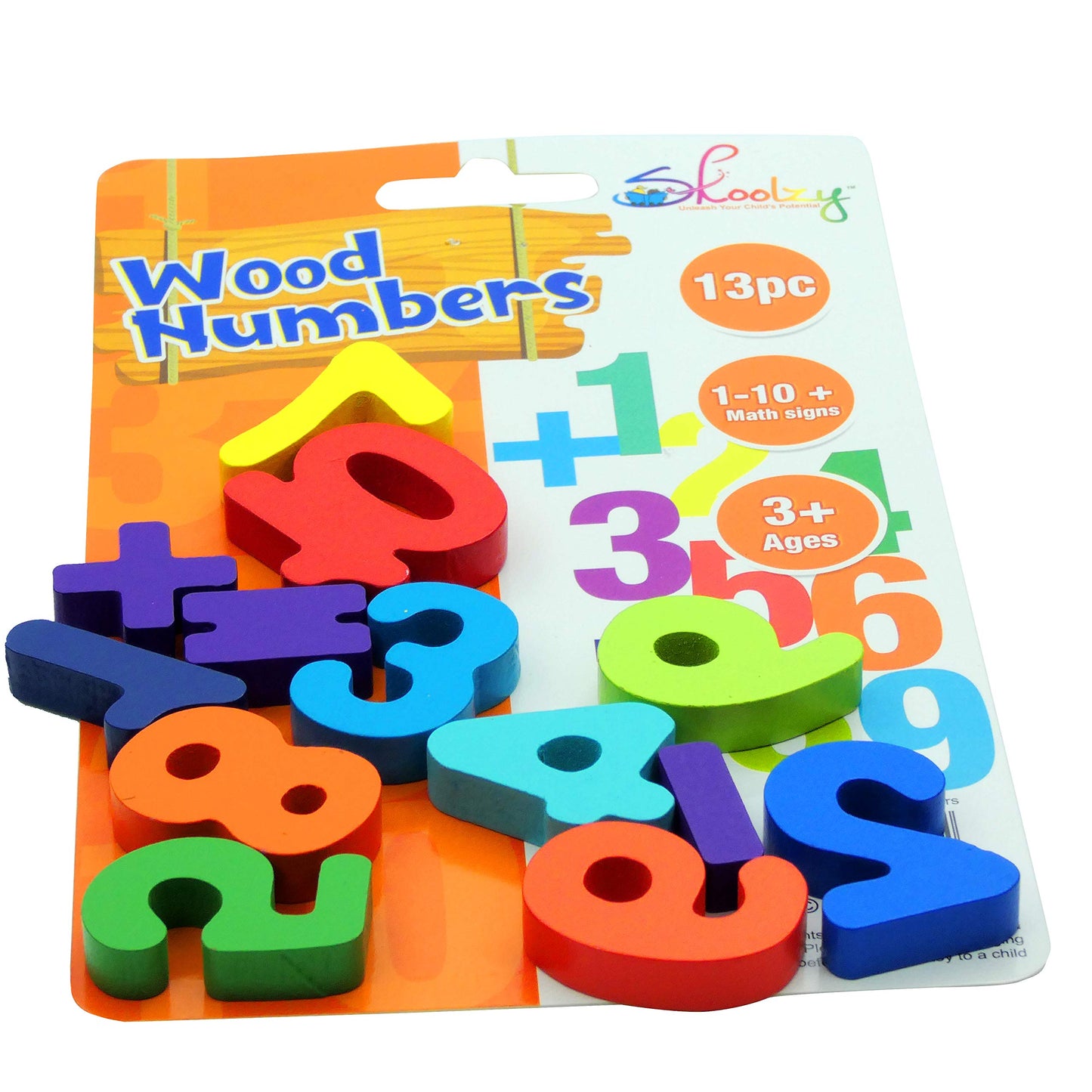 Skoolzy Rainbow Wooden Numbers Puzzle 13 Piece Set - Kids Can Learn Addition Subtraction Educational Counting Math Montessori Toys For Toddlers Preschool Wood Toy Learning Blocks For Kids Ages 3+