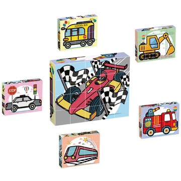 Picasso Cubes Magnetic Cube Puzzle 6-In-1 Vehicle Theme Pattern Magnet Brain Teaser Cubes Building Block 120 Pictures Toy Set Ki