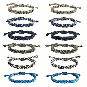 Yanmin 12 Pcs Braided Friendship Bracelets For Teen Boys Woven Paracord Bracelets Set Valentines Exchange Gifts Easter Basket Fi