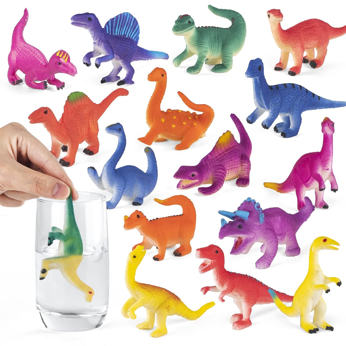 Hayuyuxo Color Changing Dinosaur Toys,15 Pieces Changing Color Dinosaur Set,Mold Free Bath Toys,Great Gift For Kids Boys And Gir