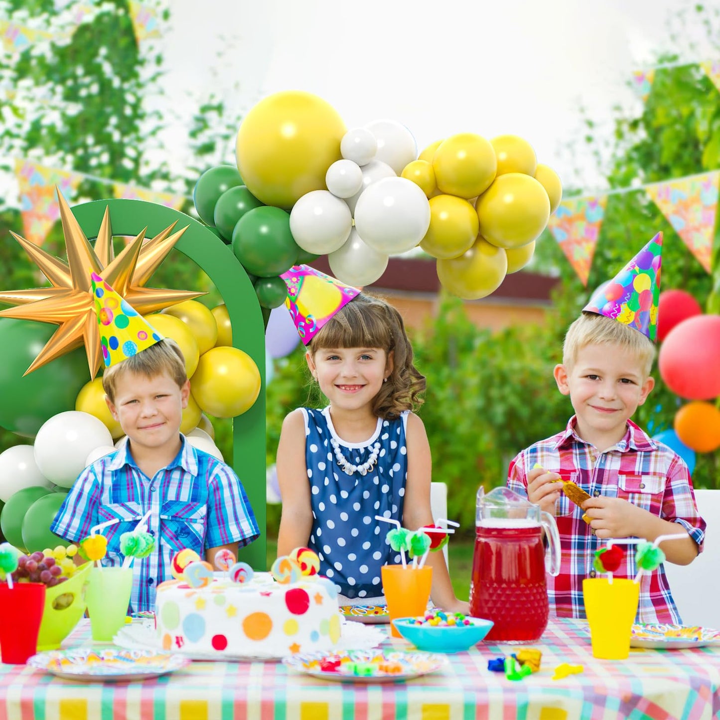 Green Yellow Balloon Garland Kit, Golf Birthday Decorations With Dark Green Yellow Latex Balloons Gold Star Foil Balloon For Boy