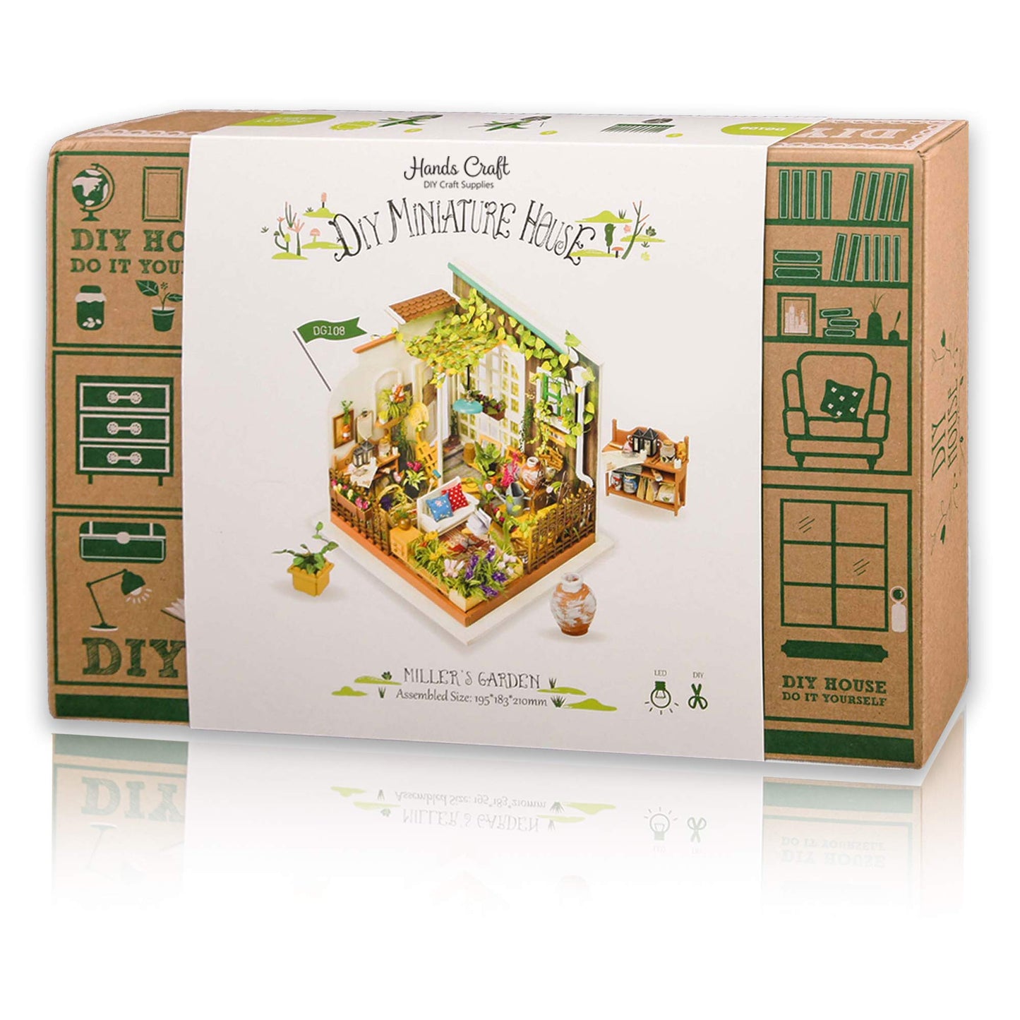 Hands Craft Diy Miniature Dollhouse Kit - Miller'S Garden 3D Model Tiny House Building With Led Lights Wood Prefabricated Pieces