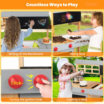Honey Joy Mud Kitchen, Wooden Outdoor Play Kitchen For Toddlers, Removable Sink, Chalkboard, Kids Kitchen Playset, Mud Table, Pr