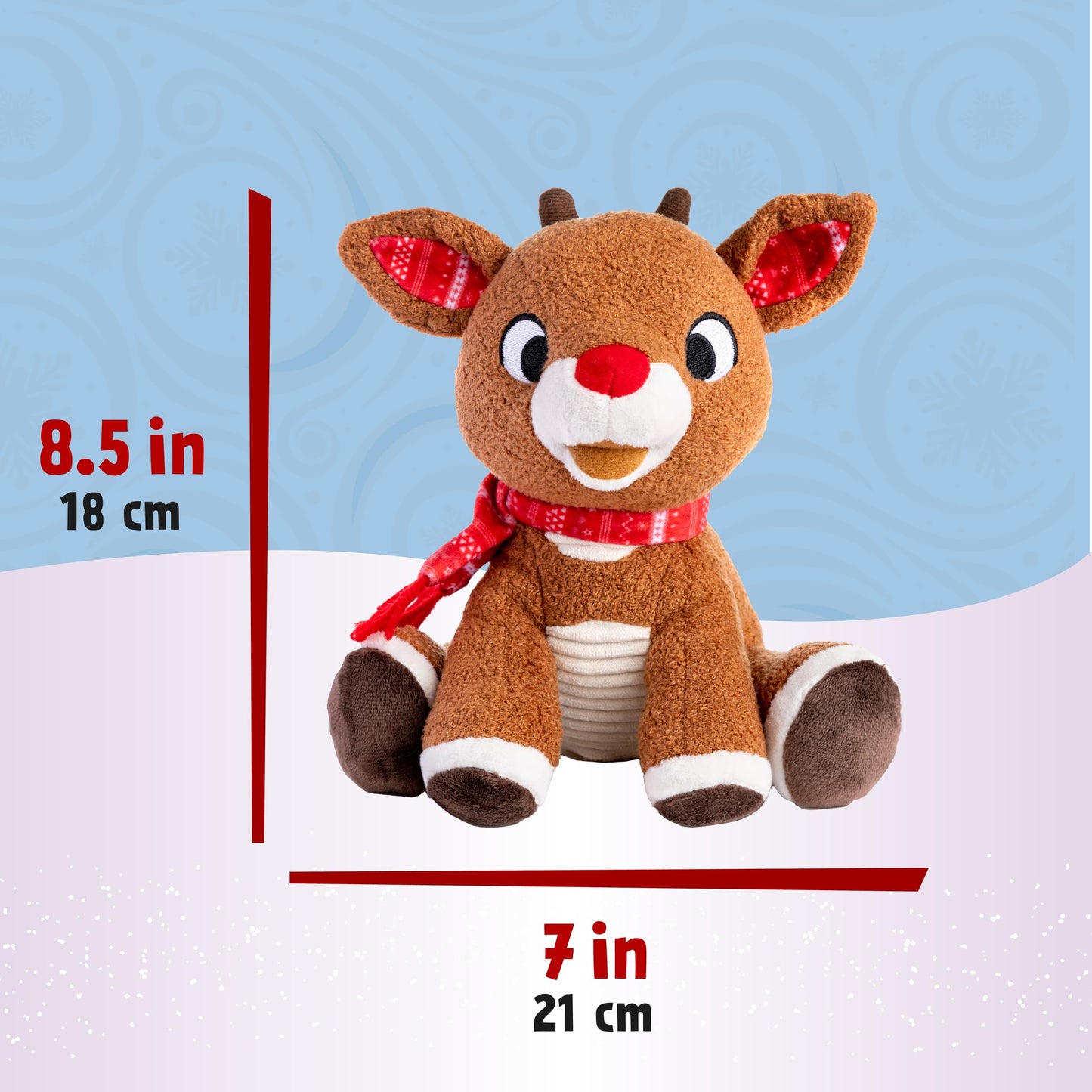KIDS PREFERRED Rudolph the Red-Nosed Reindeer Plush Toy, 8 inches, Soft Fabric, Cute Kids' Stuffed Animal