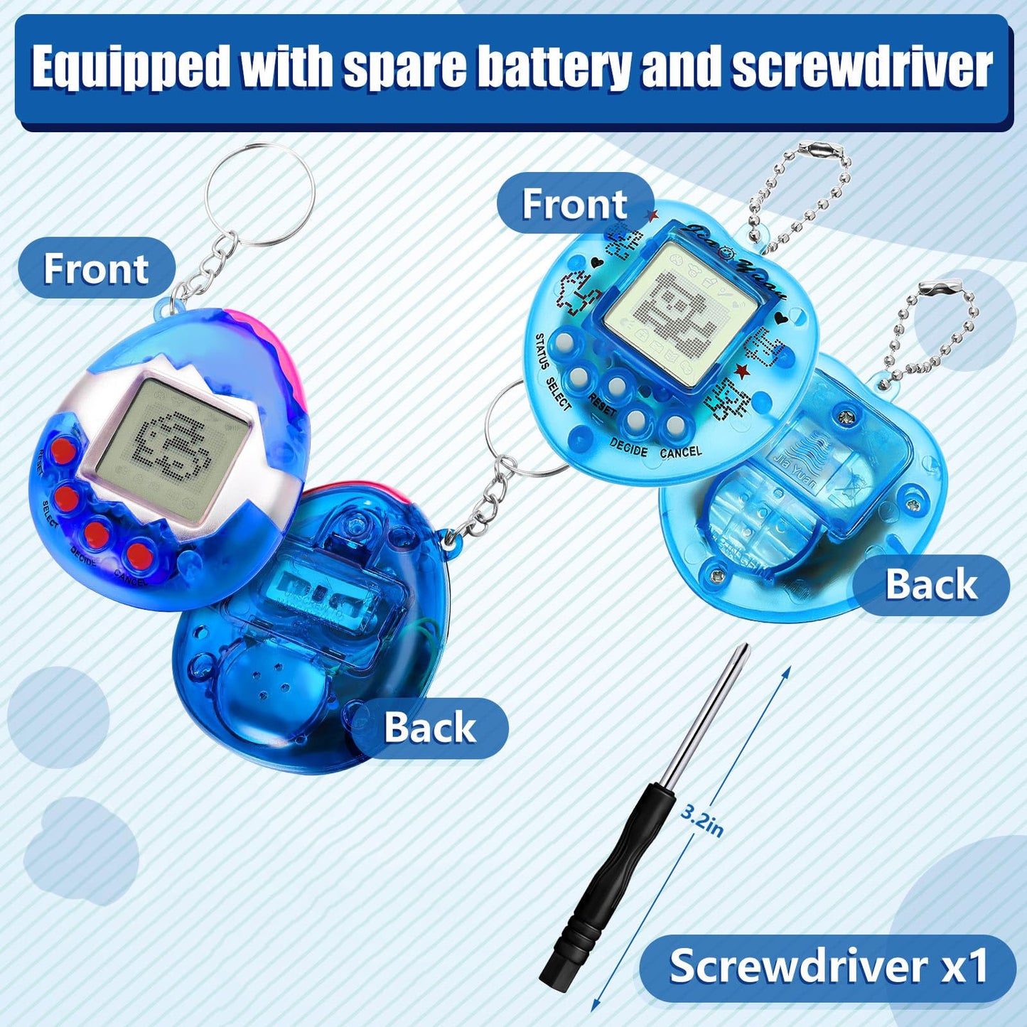Sosation 12 Pcs Virtual Pets Keychain Egg Fillings For Kids 168 Electronic Digital Pet Easter Retro Handheld Game Machine 90S To