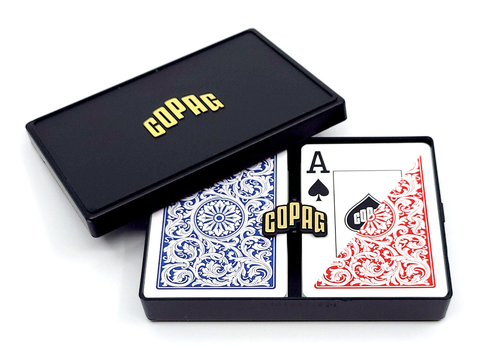 Copag 1546 Design 100% Plastic Playing Cards, Poker Size (Standard) Red/Blue (Jumbo Index, 1 Set)