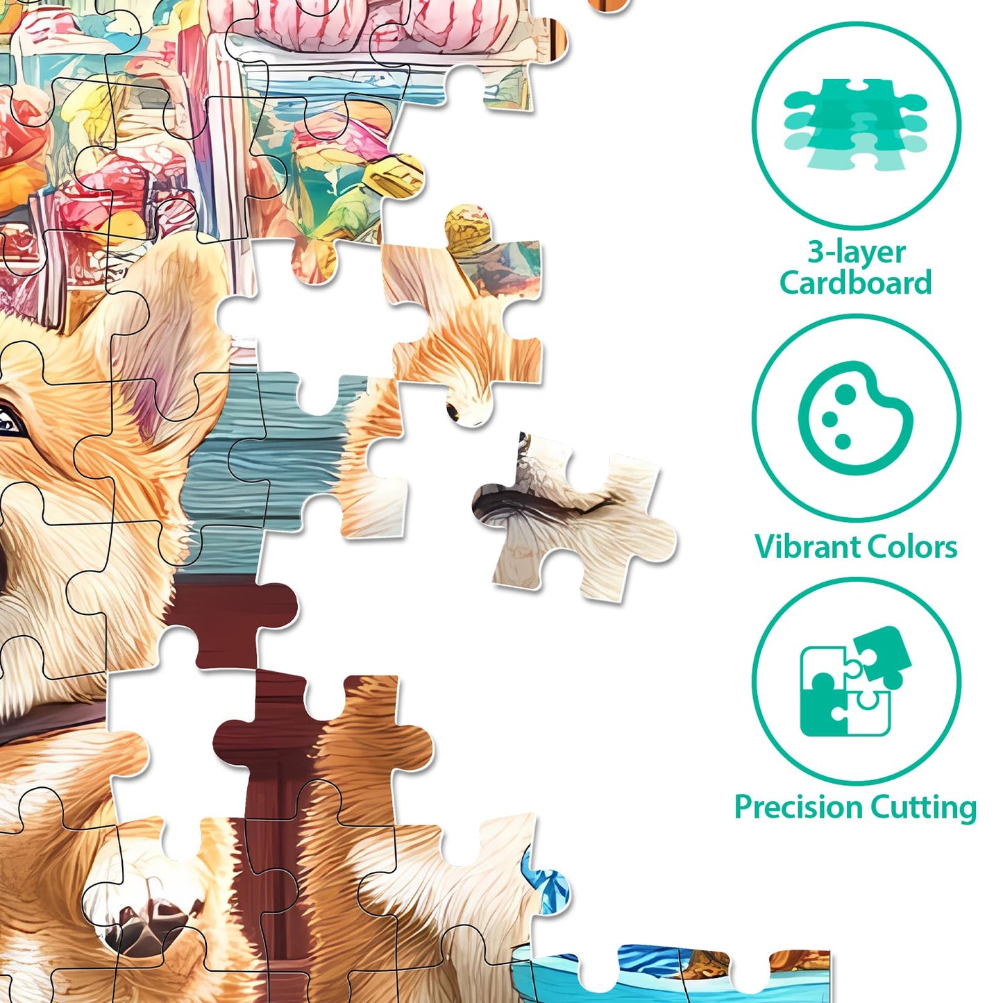 300 Piece Puzzles for mature-themeds  Cute Dogs Jigsaw Puzzle for mature-themeds Kids Seniors  Recycled Cardboard XLarge Piece Puzzle 300 Piece  Challenging Game Family Activity Great Gift for Friends 20.5 * 15 in