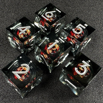 HAOMEJA Skull D6 Resin Dice Set 6-PCS DND Hexahedron Dice 18mm Role Playing Dice Set Apply to Board Games Dice RPG MTG D&D Dice