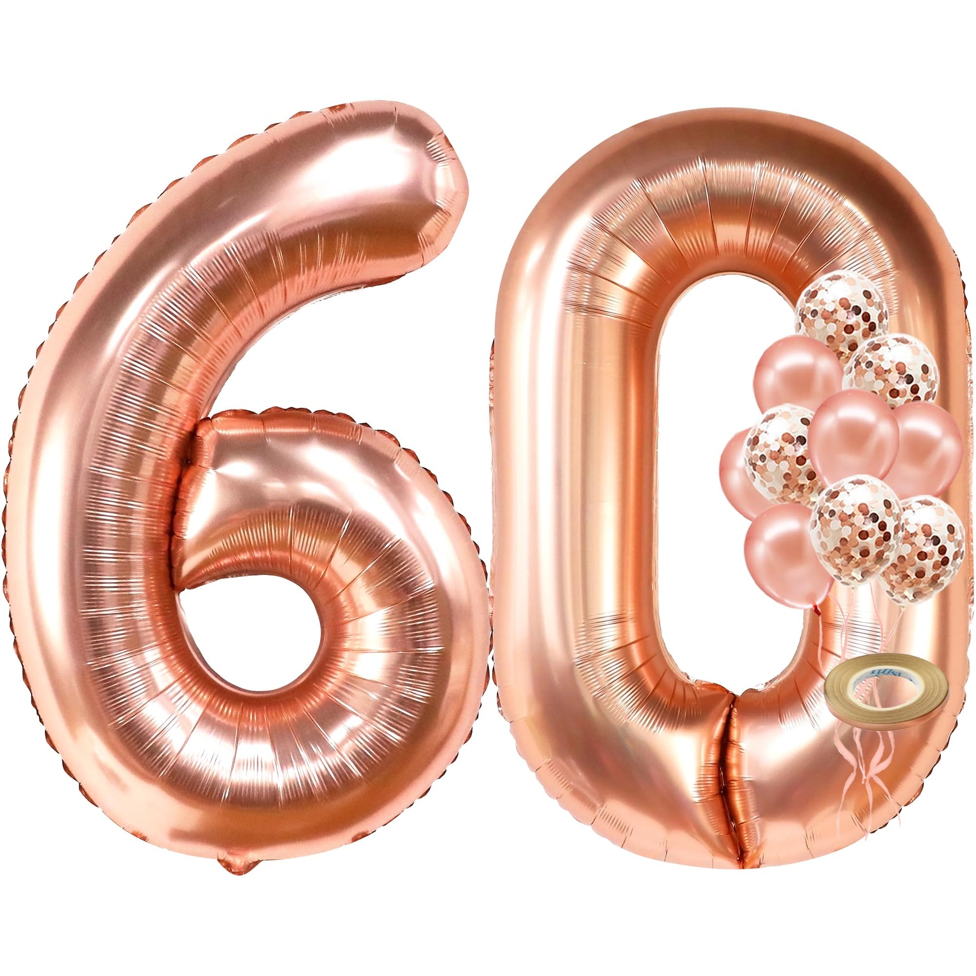 KatchOn, Big Rose Gold Number 60 Balloon - 40 Inch | Mylar Foil 60 Balloon Numbers For Happy Birthday Decorations | Number Ballo