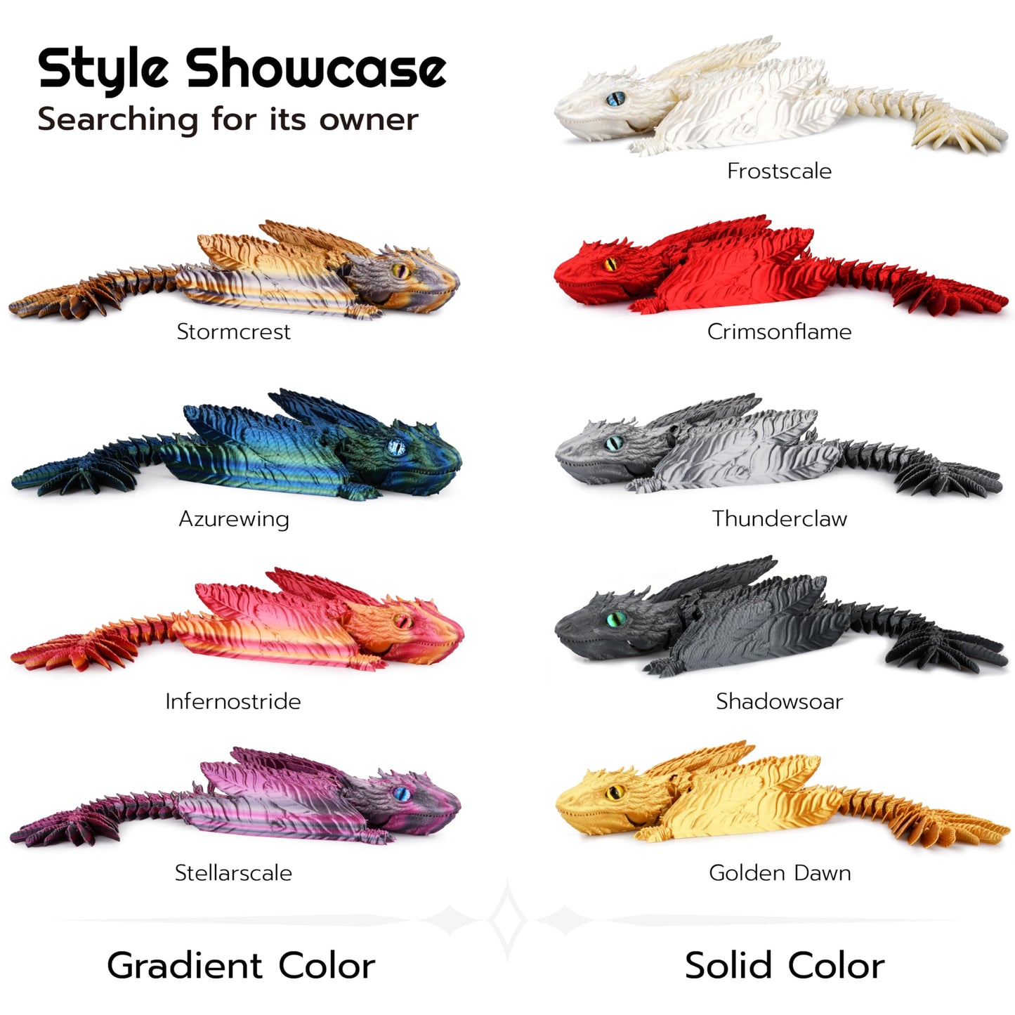 Guwewu Feathered Wyvern Dragon, 3D Printed Dragon, Articulated Dragon, Fidget Dragon, 3D Printed Toys, Desktop Pet (Crimsonflame