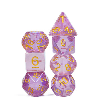 UDIXI 7PCS DND Dice Set Filled with Aurora Powder, Purple D&D Dice for Dungeons and Dragons, Polyhedral Dice for RPG MTG and Oth