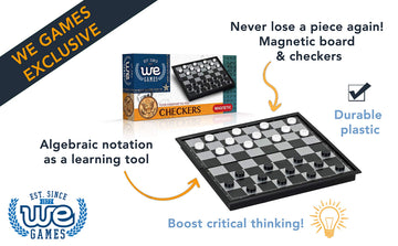 We Games Travel Magnetic Checkers Set - 8 Inch Travel Games For Adults, Magnetic Travel Games, Checkers Board Game, Pocket Games For Vacation, Portable Travel Size Games