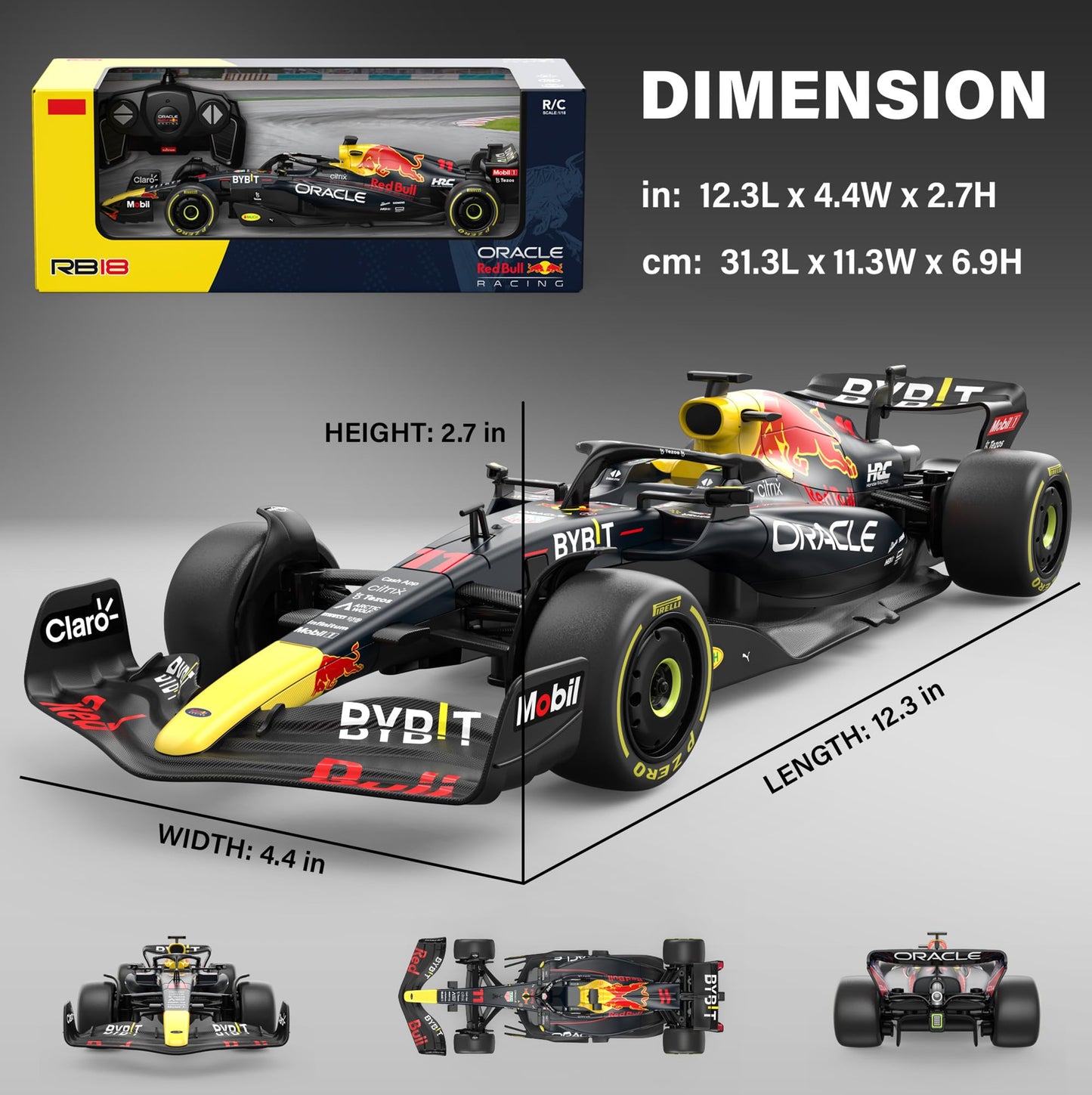 Voltz Toys Authentic Licensed 1:18 F1 RedBull Rb18 Car Remote Control Car - F1 Collection RC car Series for Kids and Adults - 2.