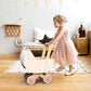 SPEEDY MONKEY Wooden Doll Stroller Pram | Multicolor | 16.93x12.6x12.99 inches | Durable Pretend Play Toy for Toddlers | Model SP