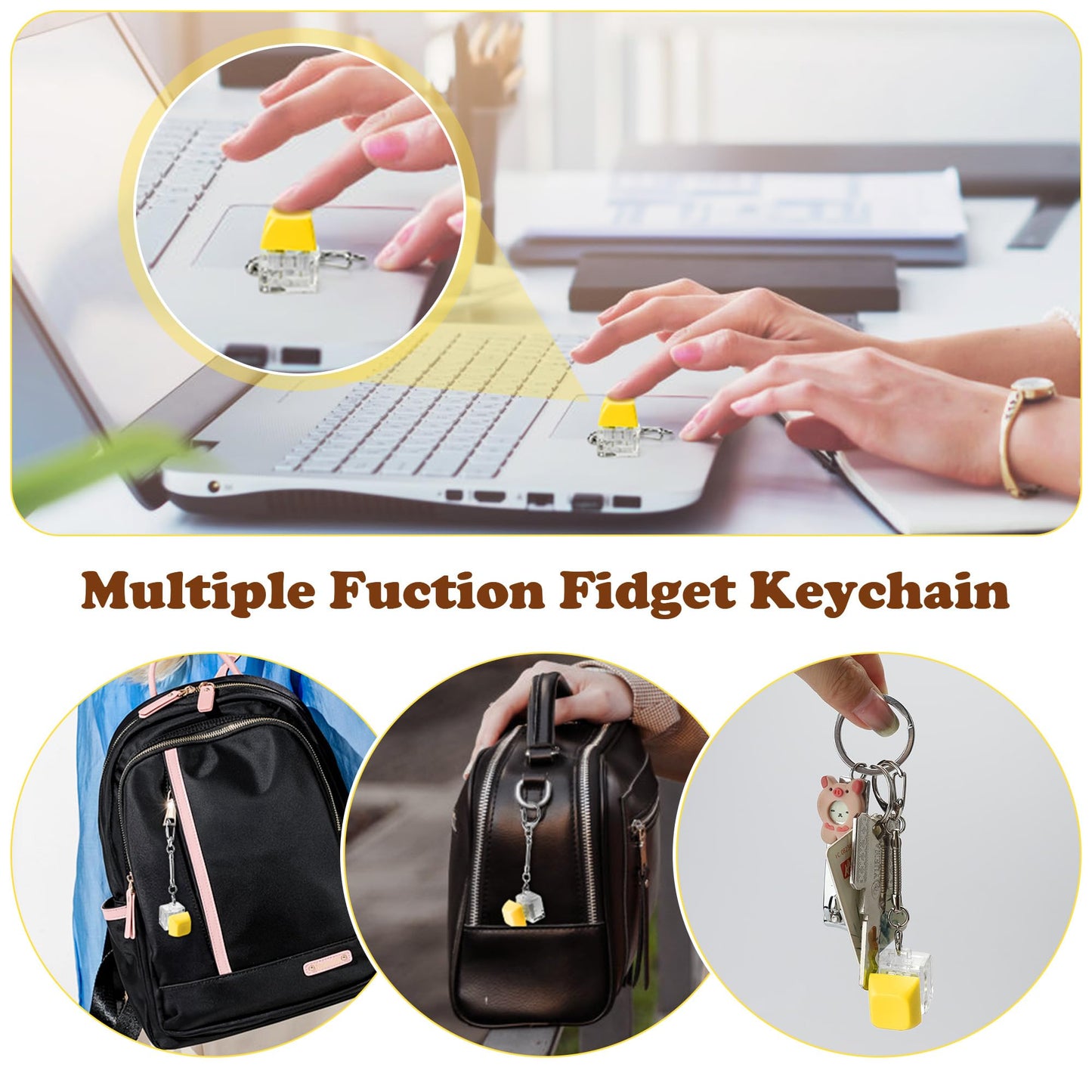 HTSHO mature-themed Fidget Toys  Fidget Box for Kids 8-12  Fidget Toys mature-themeds Anxiety Toys  Teen Fidget Toys  Stocking Stuffers for mature-themeds  Teens  Kids (Yellow)