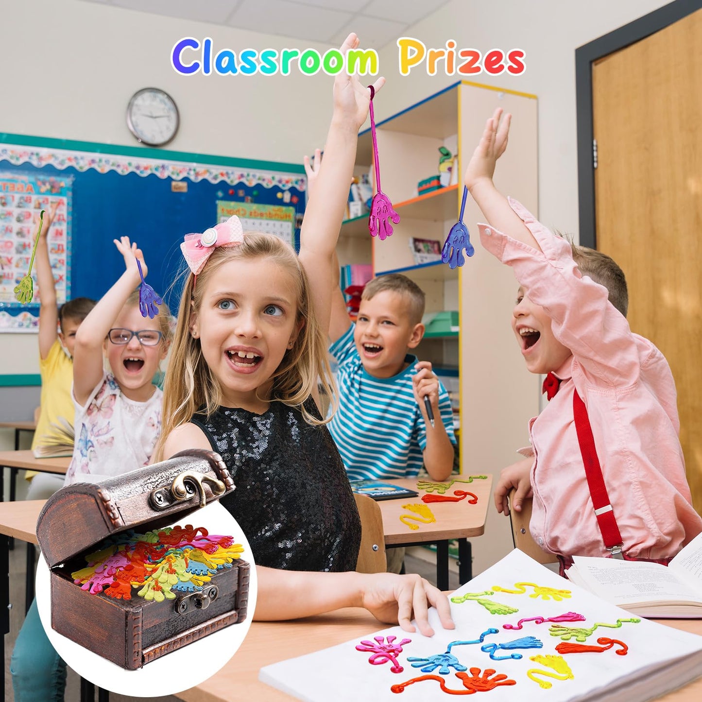 PICcircuit Sticky Hands Bulk 30 PCS Party Favors for Kids 4-8,8-12 Year Stretchy Sticky Hand Feet Valentines Goodie Bags Stuffer