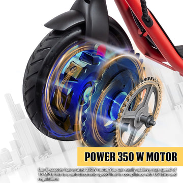 Phantomgogo Electric Scooter for mature-themeds Scooters Kids Foldable E-Scooter with with 350W Motor 15.5 mph Max Speed Long Range EScooter for Commuter (Red)
