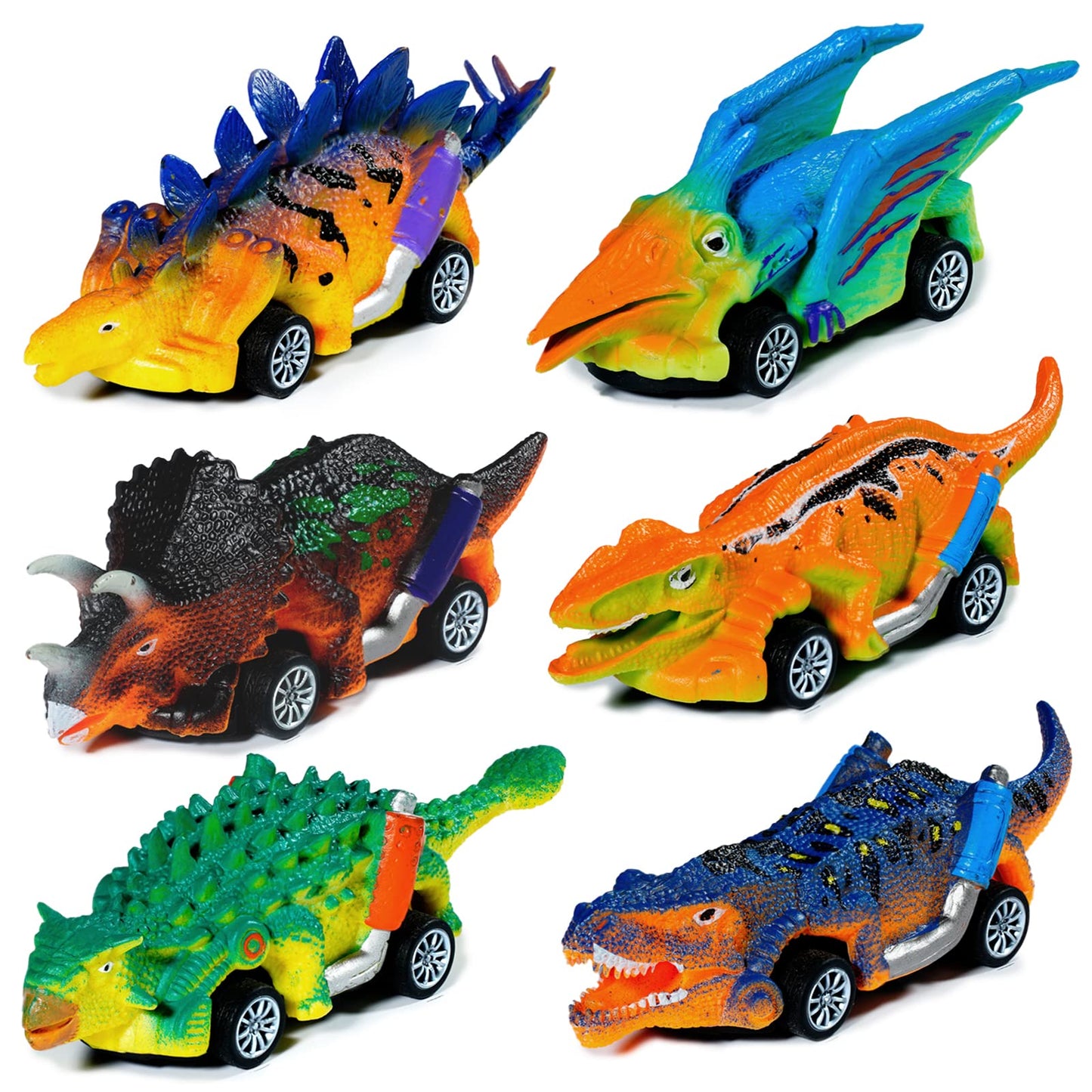 Dinosaur Toys 6 Pcs Pull Back Cars Dinosaur Toys for Kids 3-5 Toddler Boy Toys Age 3 4 5 and Up Dinosaur Car Toys for 3-7 Year O