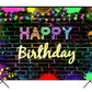 Mocsicka Glow Birthday Backdrop Neon Glow In The Dark Party Decoration Glow Crazy Rainbow Birthday Photo Backdround Photo Prop (