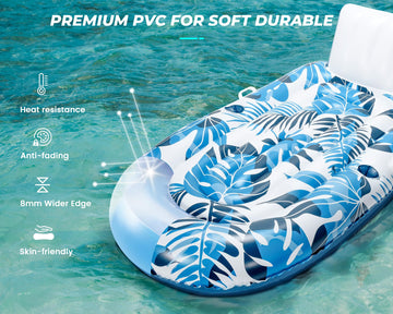 Pool Floats mature-themed Inflatable Tanning Pool Lounger Extra Large River Rafts Sunnbathing Floaties Chair Heavy Duty Water Floating Lounge Recliner with Cupholder Backrest for Party Lake Ocean Sea Beach