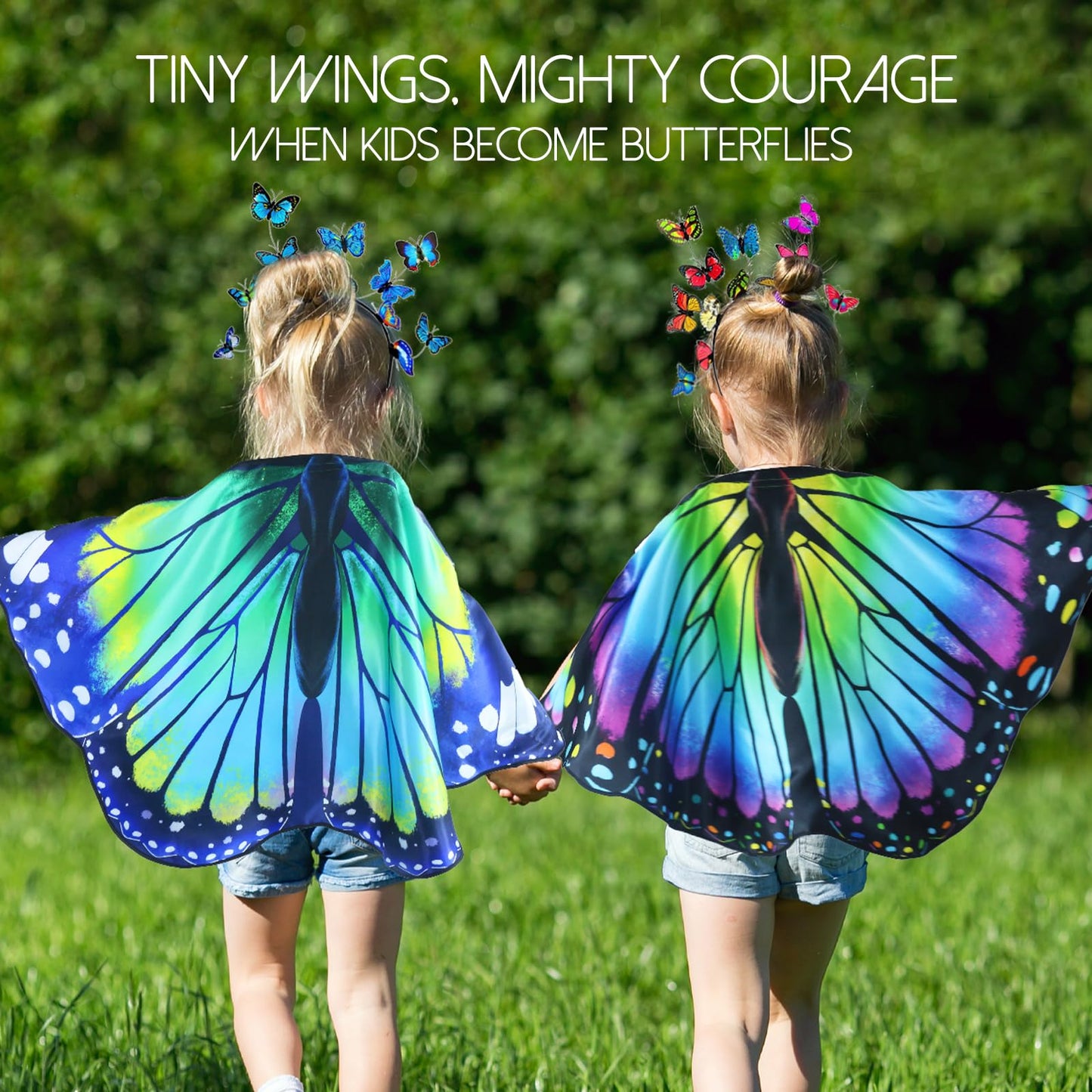 Irolwin Double Sided Kids-Butterfly-Wings For Toddler-Girls Fairy Dress Up Costume Butterfly Cape Headband Halloween Gifts