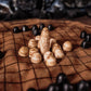 Handcrafted Viking Hnefatafl Set - 100% Genuine Ox-Bone Pieces, Premium Leather Mat, Black - Norse Tradesman, Easy Storage & Travel