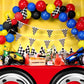 Remagr 24 Pieces Race Car Party Supplies Include Traffic Cones Checkered Flag Race Flags Checkered Tablecloth Race Track Running