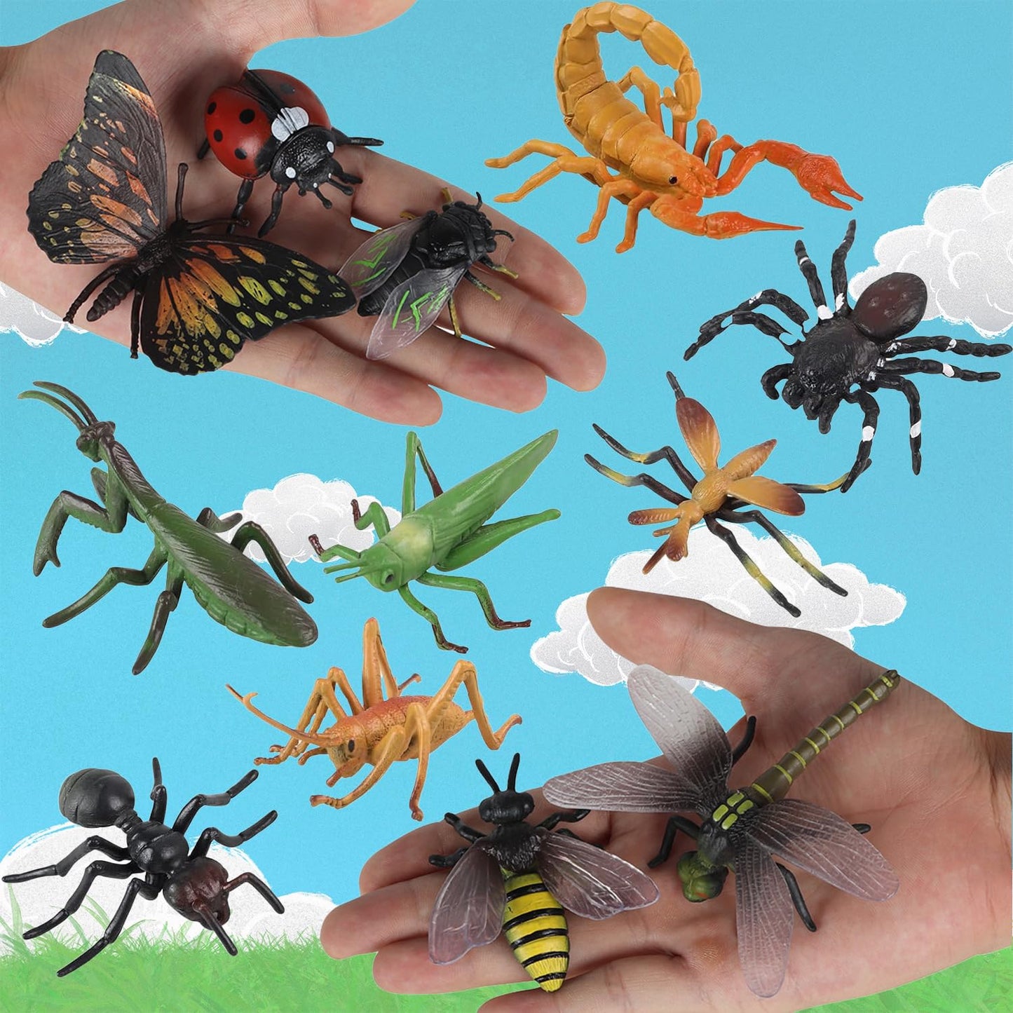 Boticako 12 Pcs Large Insects And Bugs For Kids - Plastic Bugs And Insects For Kids, Plastic Bug Toys | Animal Figures Halloween