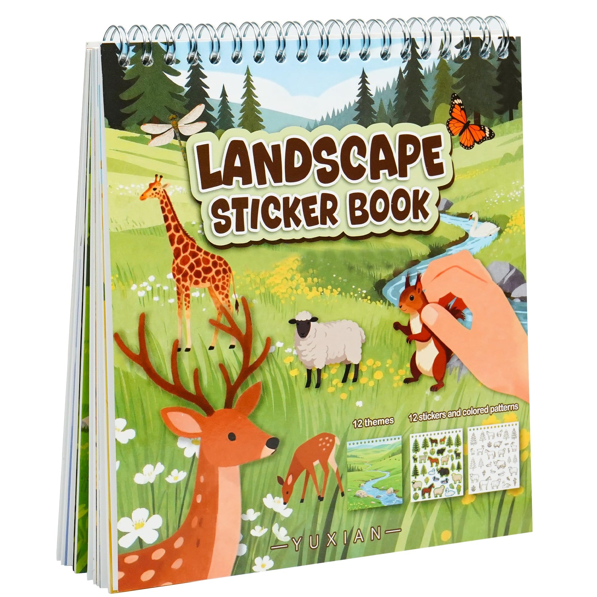 Animal Sticker Book for Toddlers 2-4 Years Sticker Activity Book for Kids with 12 Scenes & 12 Coloring Pages Toddler Travel Esse