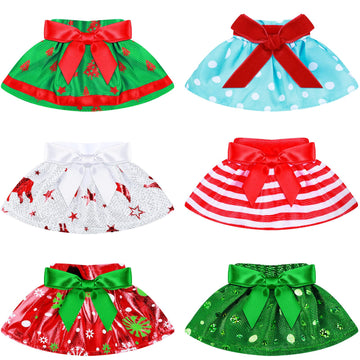 6 Pieces Santa Clothing Elf Dance Skirt Set Christmas Elf Skirts For Christmas Doll Holiday Decorations (Not Include Doll) (Classic Style)