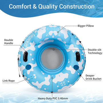 River Tubes For Floating Heavy Duty, Pool Float Adult, 53' Inflatable Float Tube For Beach Lake Rafting, River Floats With Mesh Bottom