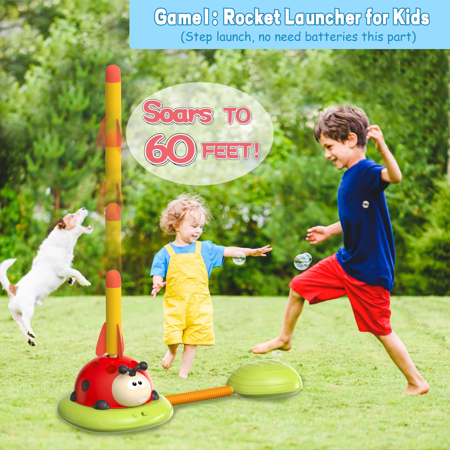Engfa 3 In 1 Musical Jump, Toss Ring Game Toys, Stomping Launch Rocket Launcher For Kids Toys For Girls Boys 3-5, Sports & Outdo