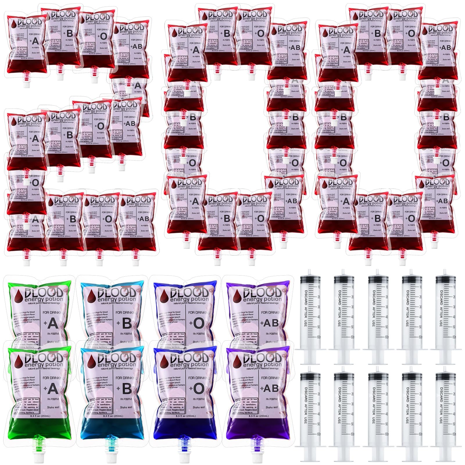Nuenen 200 Pcs Halloween Blood Bags For Drinking, Vampire Party Drinking Pouches, Juice Puree Bag Reusable Energy Drink Containe