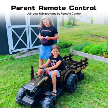 Hikiddo 24V 9Ah Ride-On Tractor for Big Kids, 400W Electric Vehicle with Remote Control - Black