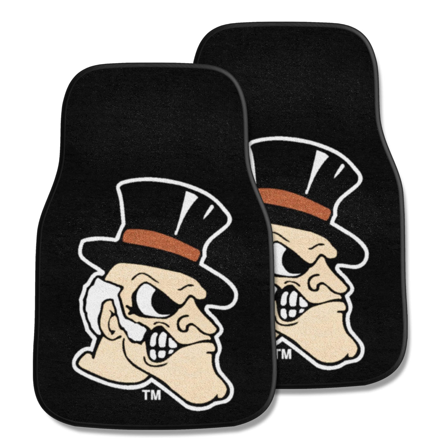 FANMATS 14128 Wake Forest Demon Deacons Front 2-Piece Team Logo Carpet Car Mat Set, Front Row Automotive Floor Mats, Non-Slip Ba